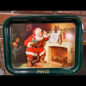 4 Metal Coca-Cola Santa Clause Trays, ho hoho!
